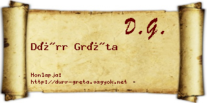 Dürr Gréta névjegykártya